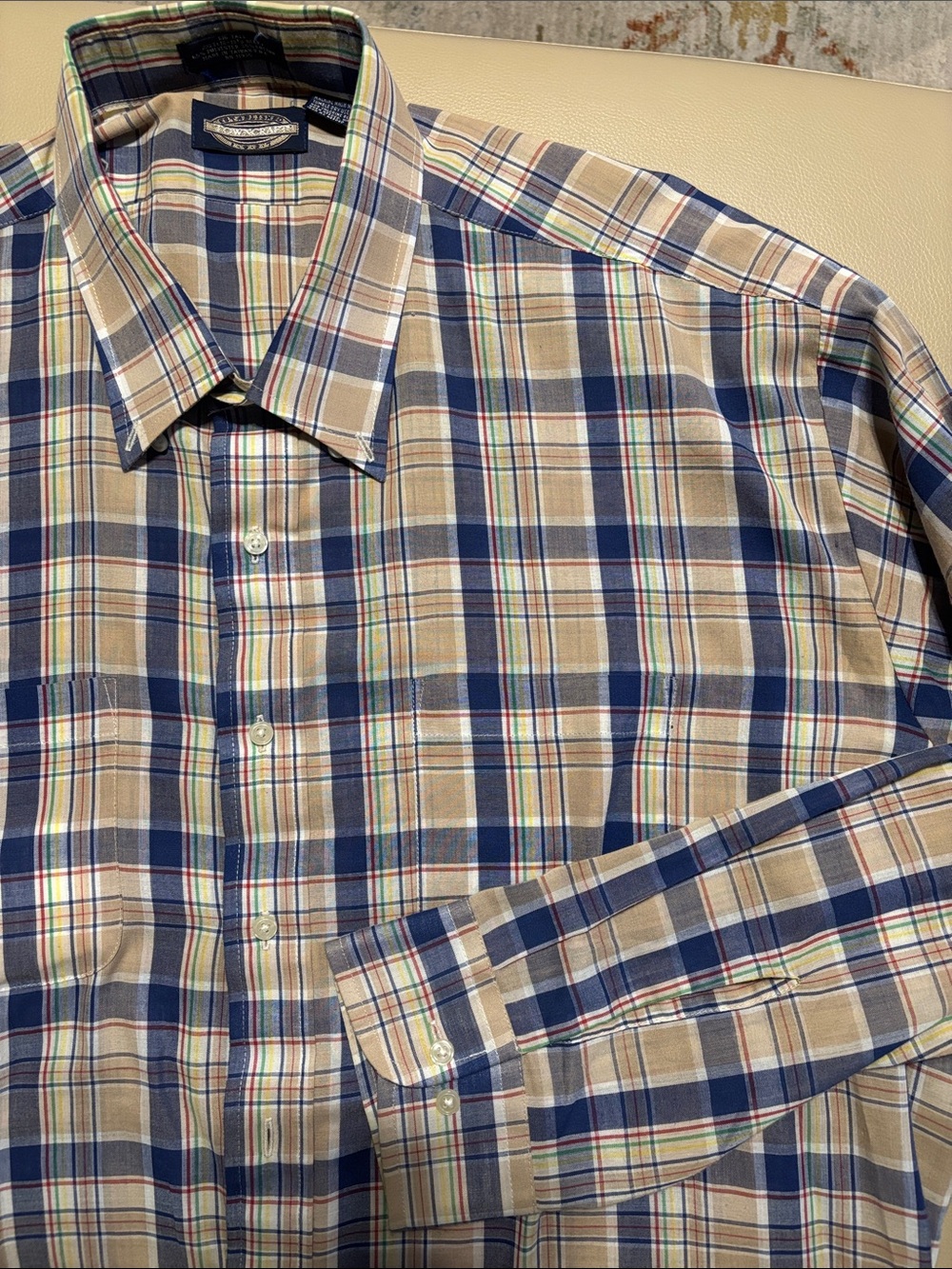 Towncraft Men's Blue & Tan Plaid Button-Down Shirt